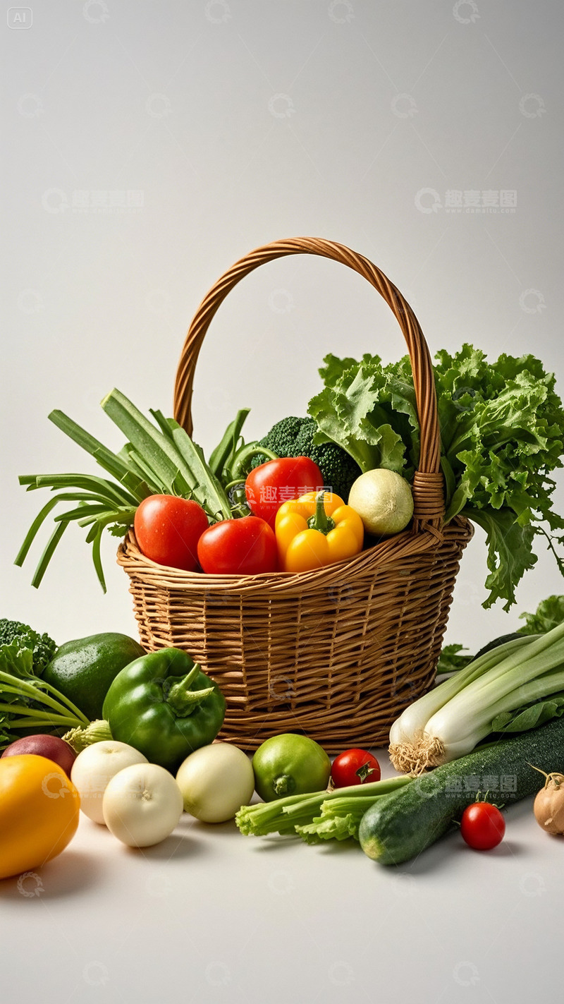 高清大图下载【趣麦麦图】装着蔬菜的菜篮子7