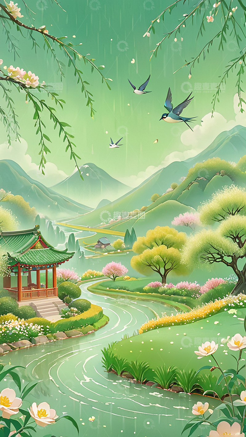 高清大图下载【趣麦麦图】AI春天背景