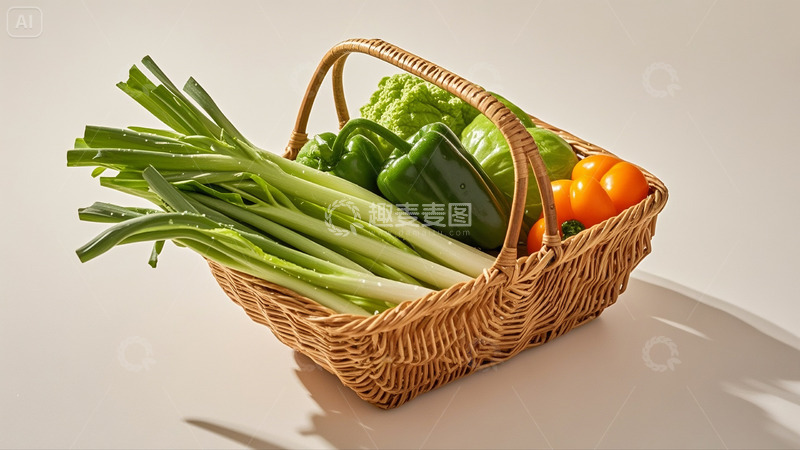 高清大图下载【趣麦麦图】装着蔬菜的菜篮子1