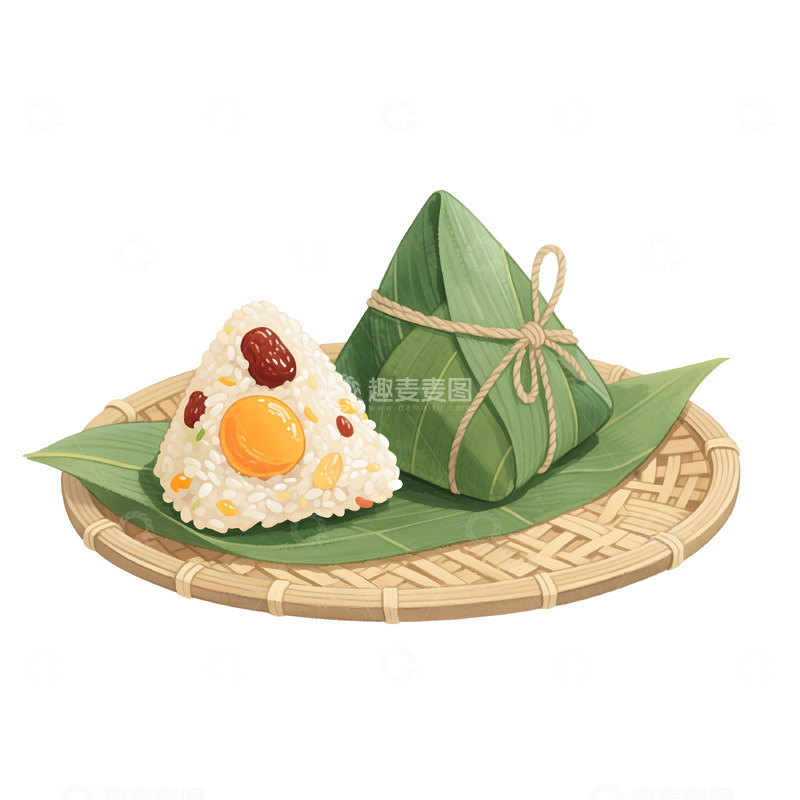 高清大图下载【趣麦麦图】传统粽子卡通插画素材