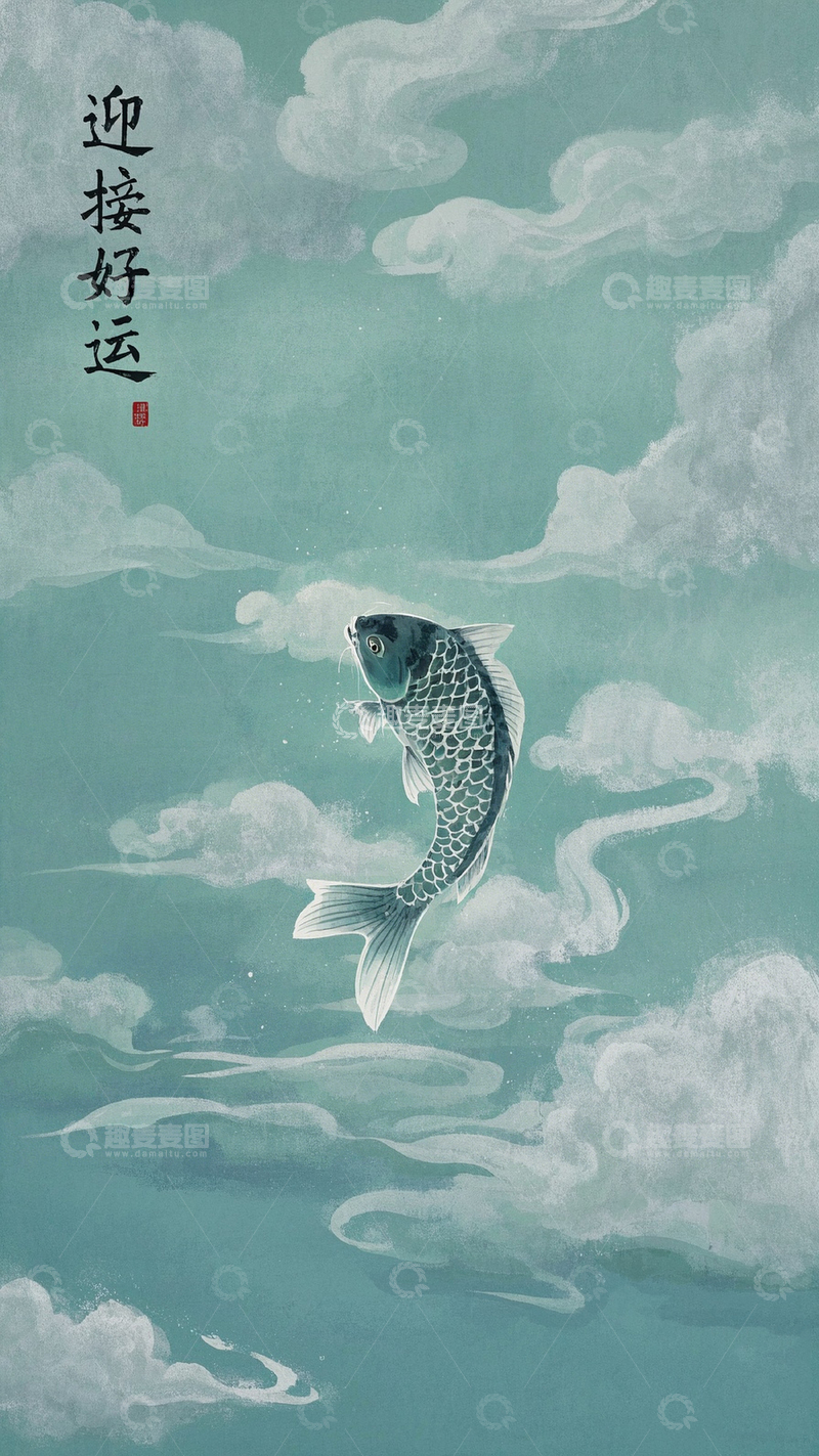 高清大图下载【趣麦麦图】迎接好运-锦鲤2