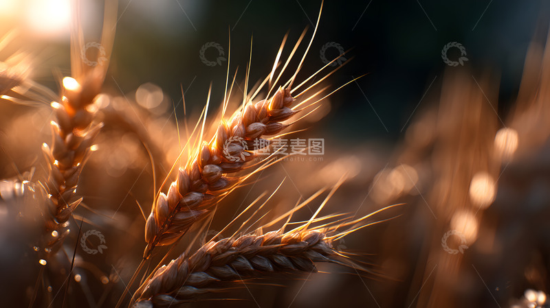 高清大图下载【趣麦麦图】金色的麦田下麦穗特写1