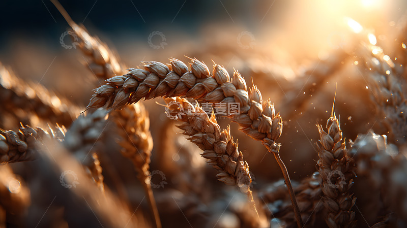 高清大图下载【趣麦麦图】金色的麦田下麦穗特写2