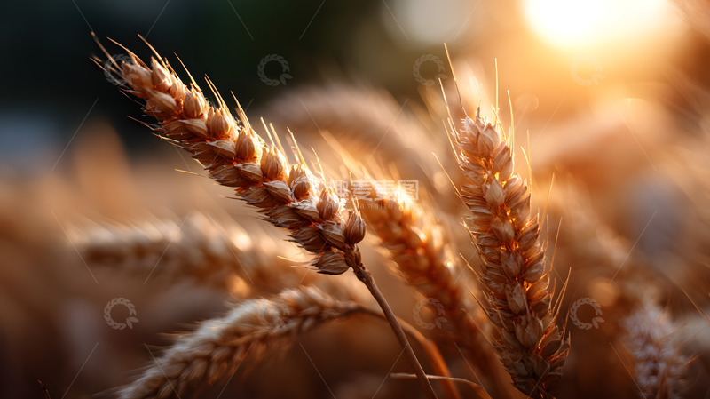 高清大图下载【趣麦麦图】金色的麦田下麦穗特写3
