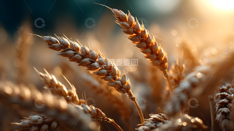 高清大图下载【趣麦麦图】金色的麦田下麦穗特写
