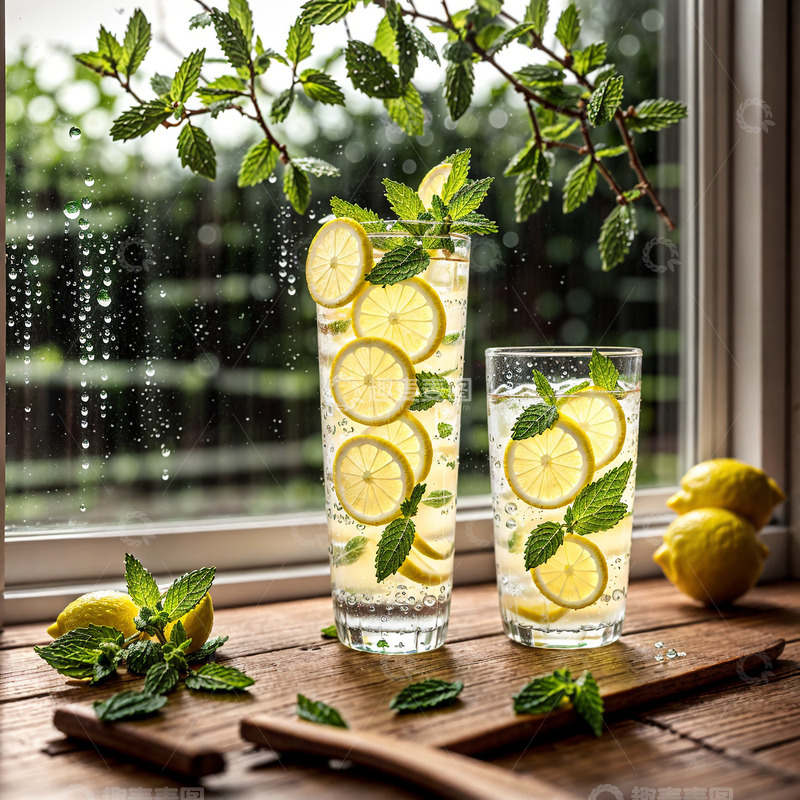 高清大图下载【趣麦麦图】晨光下的柠檬水4