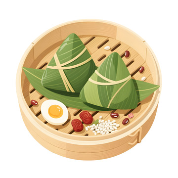 传统美味端午粽子食材插画