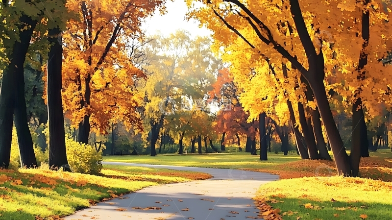 高清大图下载【趣麦麦图】秋日里的公园小路5