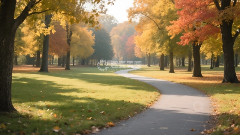 高清大图下载【趣麦麦图】秋日里的公园小路2