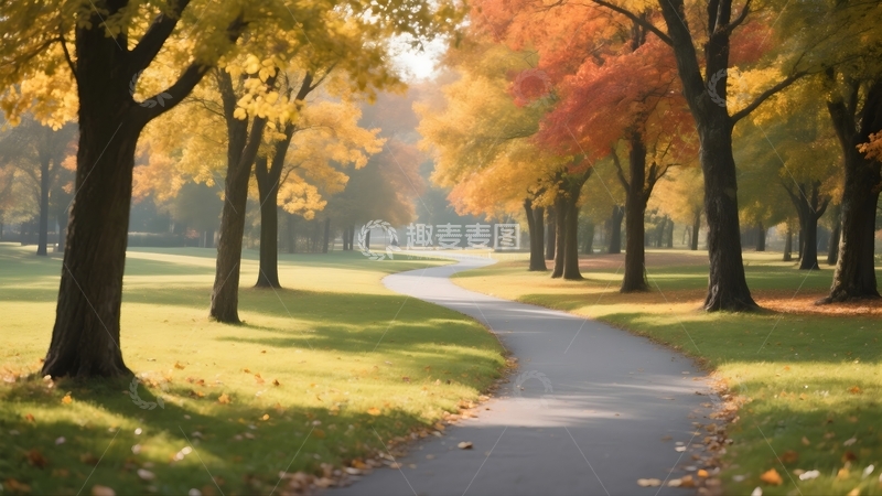 高清大图下载【趣麦麦图】秋日里的公园小路