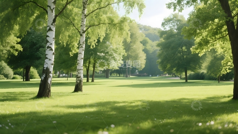 高清大图下载【趣麦麦图】公园里的桦树1