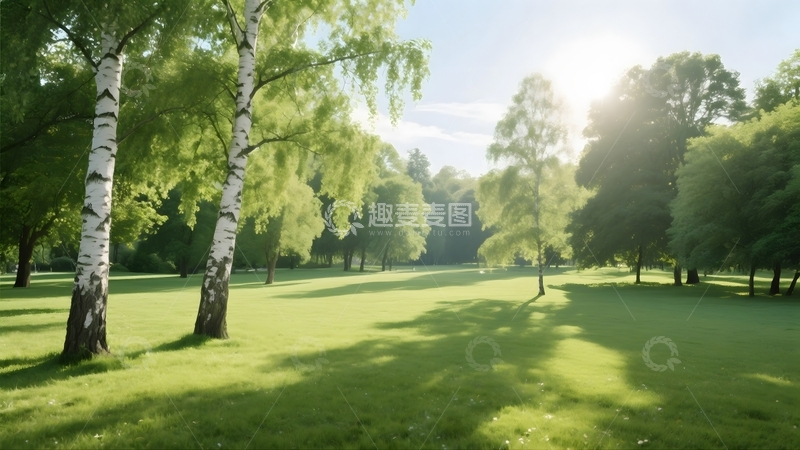 高清大图下载【趣麦麦图】公园里的桦树