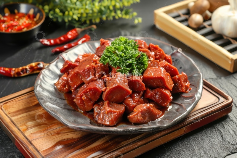 高清大图下载【趣麦麦图】一盘酱烧牛肉块1