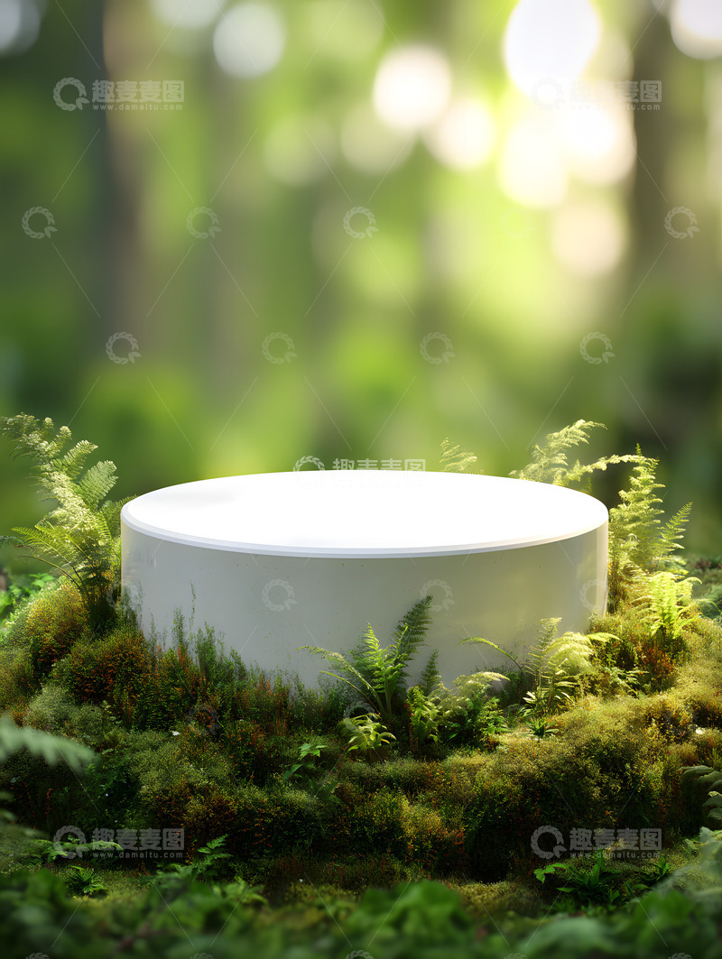 高清大图下载【趣麦麦图】春天森林系圆台电商背景4