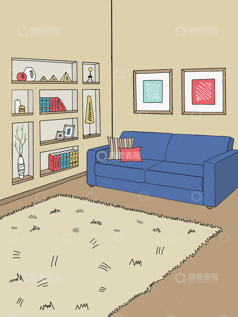 高清大图下载【趣麦麦图】有沙发摆设的客厅