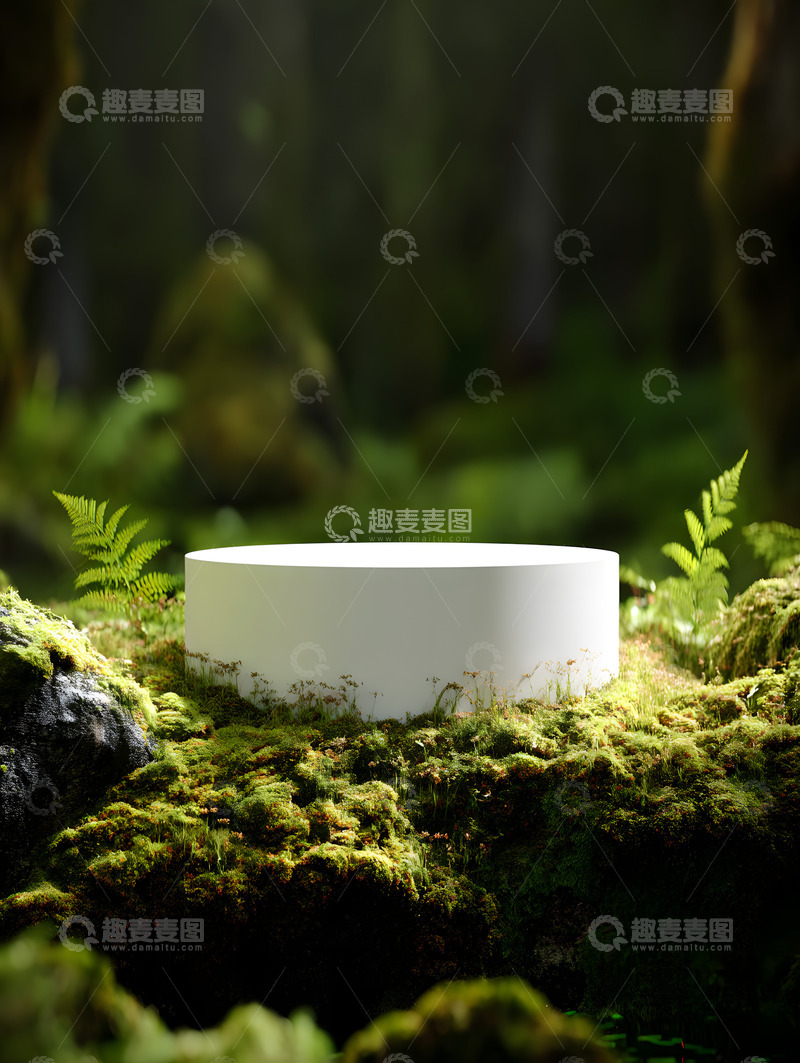 高清大图下载【趣麦麦图】森林系列圆台电商背景1