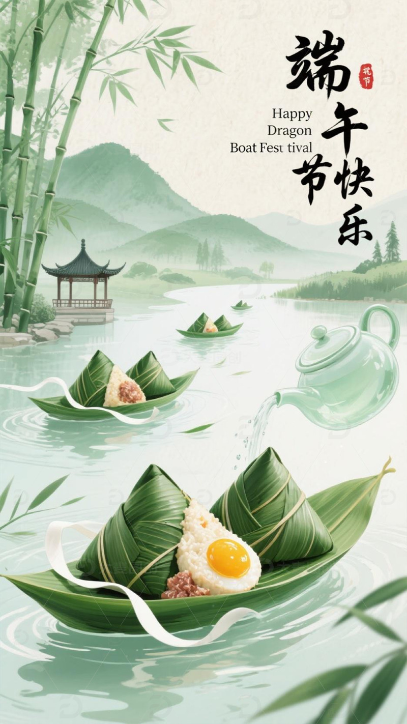 高清大图下载【趣麦麦图】端午节快乐—粽香四溢