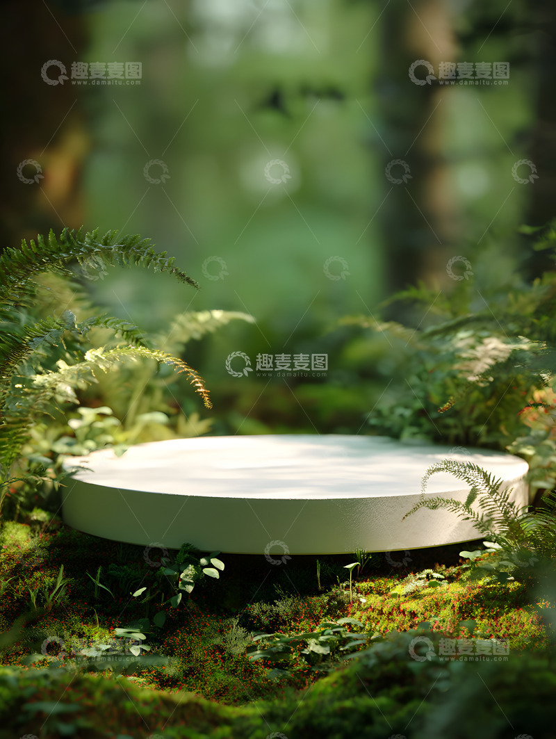 高清大图下载【趣麦麦图】春天森林系圆台电商背景3