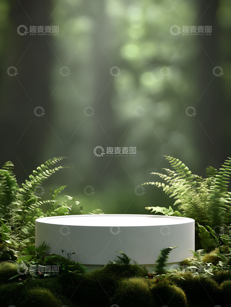 高清大图下载【趣麦麦图】春天森林系圆台电商背景