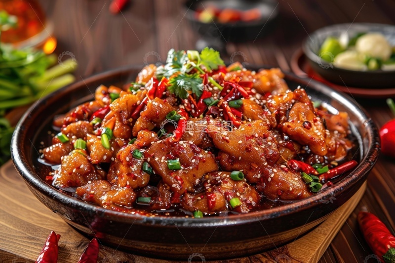 高清大图下载【趣麦麦图】一碗香辣麻辣鸡肉块
