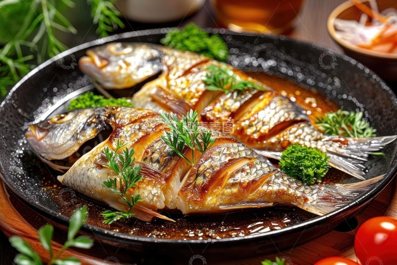 高清大图下载【趣麦麦图】一盘香煎鲤鱼