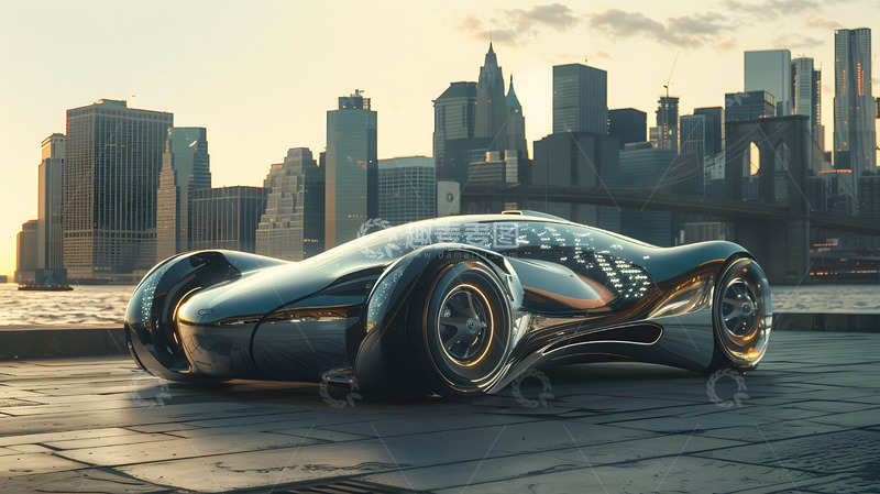 高清大图下载【趣麦麦图】未来感跑车与城市背景2