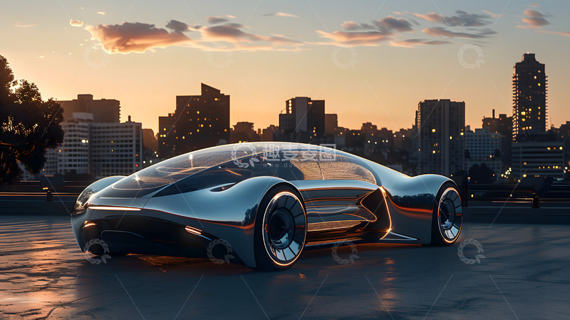 高清大图下载【趣麦麦图】未来感跑车与城市背景