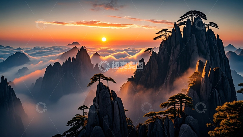 高清大图下载【趣麦麦图】黄山日出3