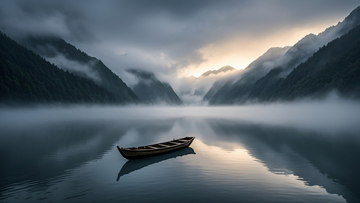  静谧湖泊上的小船2