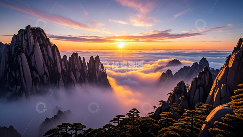 高清大图下载【趣麦麦图】黄山日出5