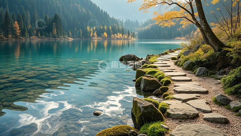 高清大图下载【趣麦麦图】-清澈的湖水