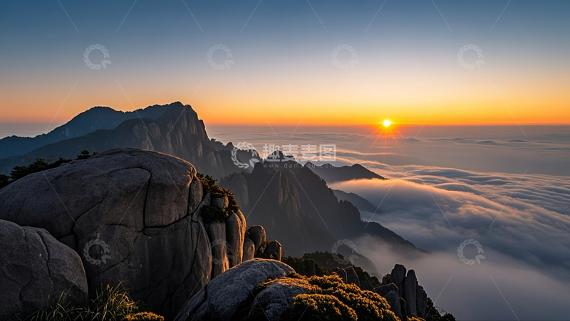 高清大图下载【趣麦麦图】黄山日出