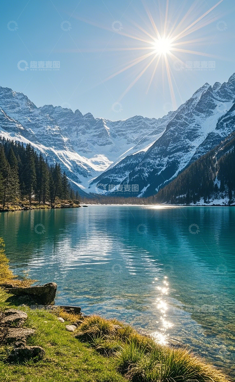 高清大图下载【趣麦麦图】雪山湖泊15