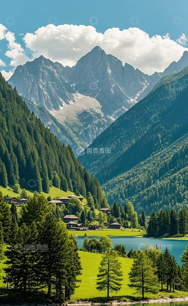 高清大图下载【趣麦麦图】雪山湖泊12