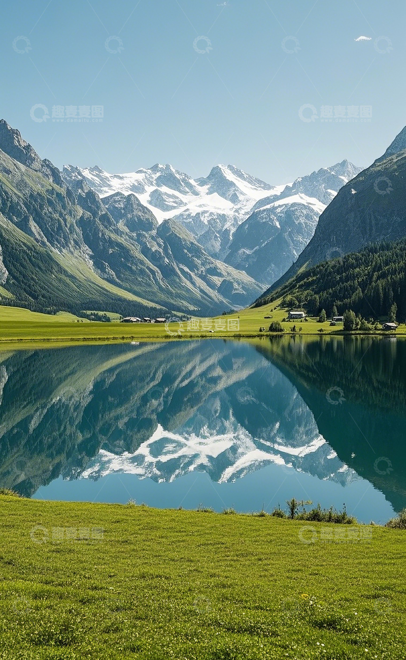高清大图下载【趣麦麦图】雪山湖泊7