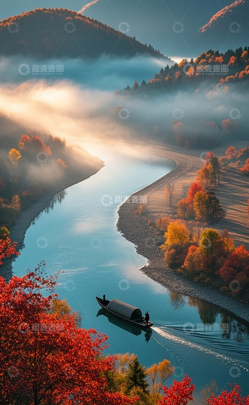 高清大图下载【趣麦麦图】山峡河流