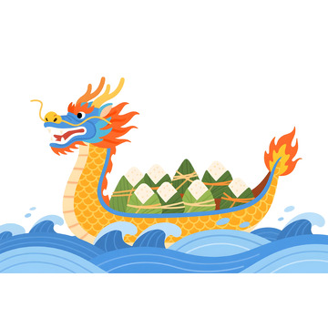 龙舟与香粽端午节插画素材