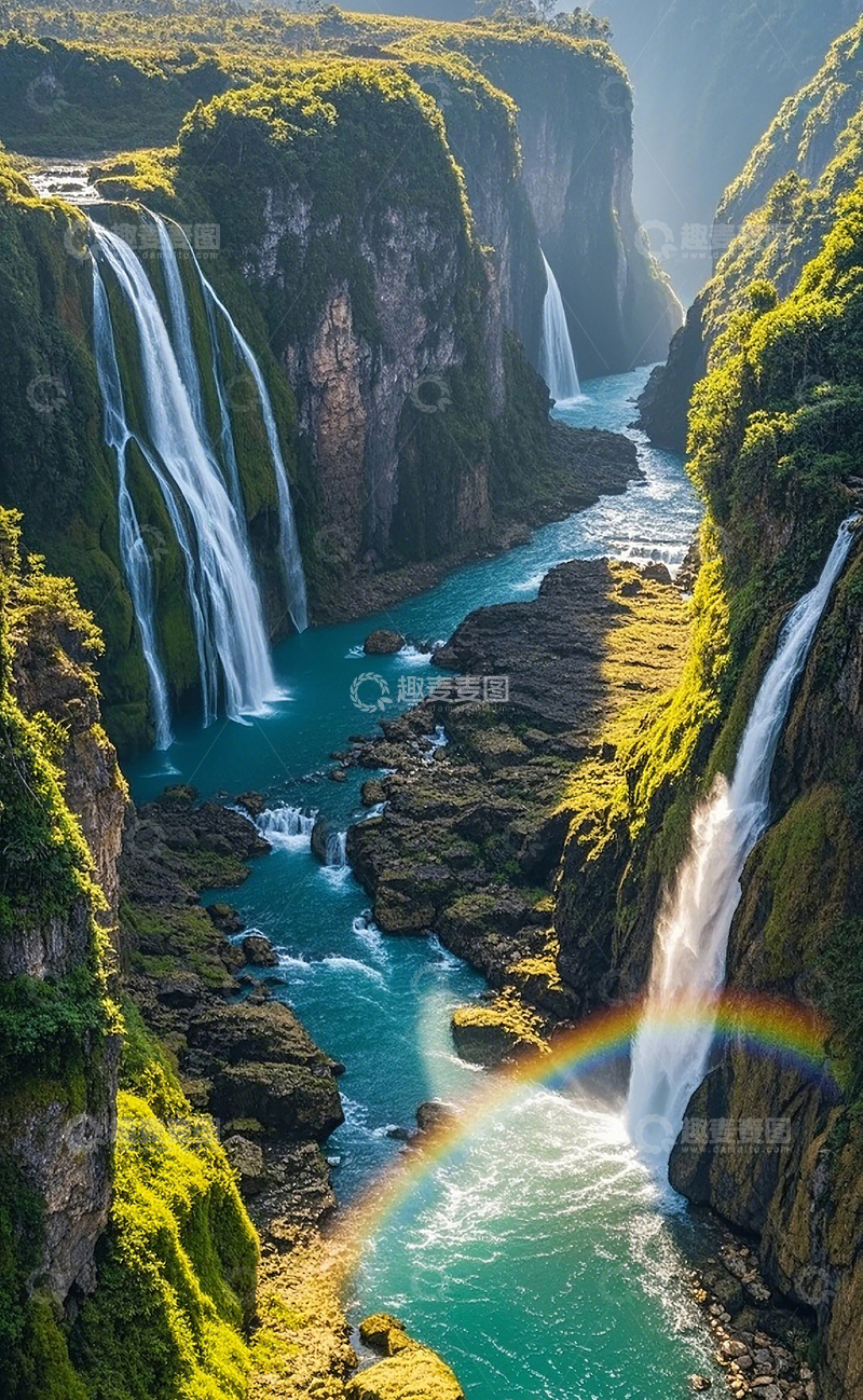 高清大图下载【趣麦麦图】峡谷瀑布7