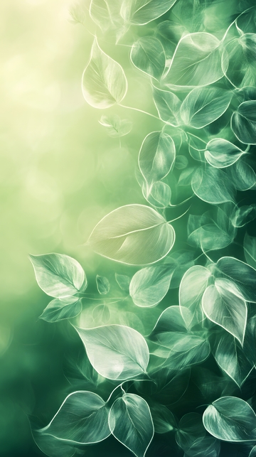 谷雨节气绿叶飞舞唯美插画背景图