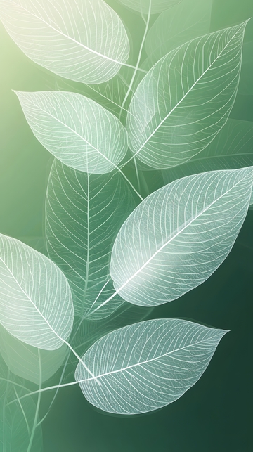 谷雨节气抽象绿叶插画唯美背景图