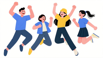 扁平风青年节男女人物跳跃插画 