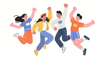 扁平风青年节男女人物跳跃插画 4
