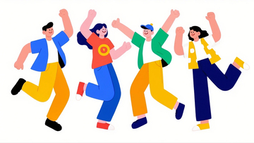 扁平风青年节男女人物跳跃插画 3