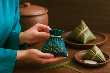 端午节制作香囊摄影图