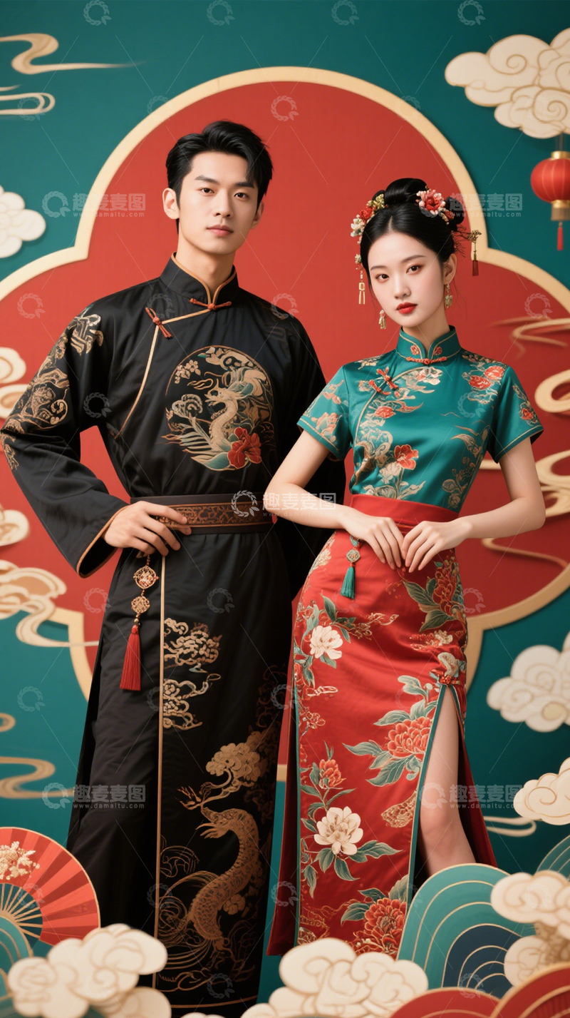 高清大图下载【趣麦麦图】国潮男女新中式