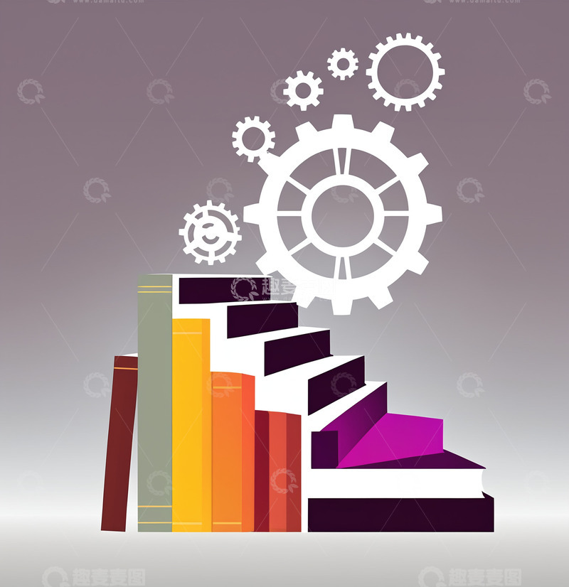 高清大图下载【趣麦麦图】极简书本彩虹渐变2