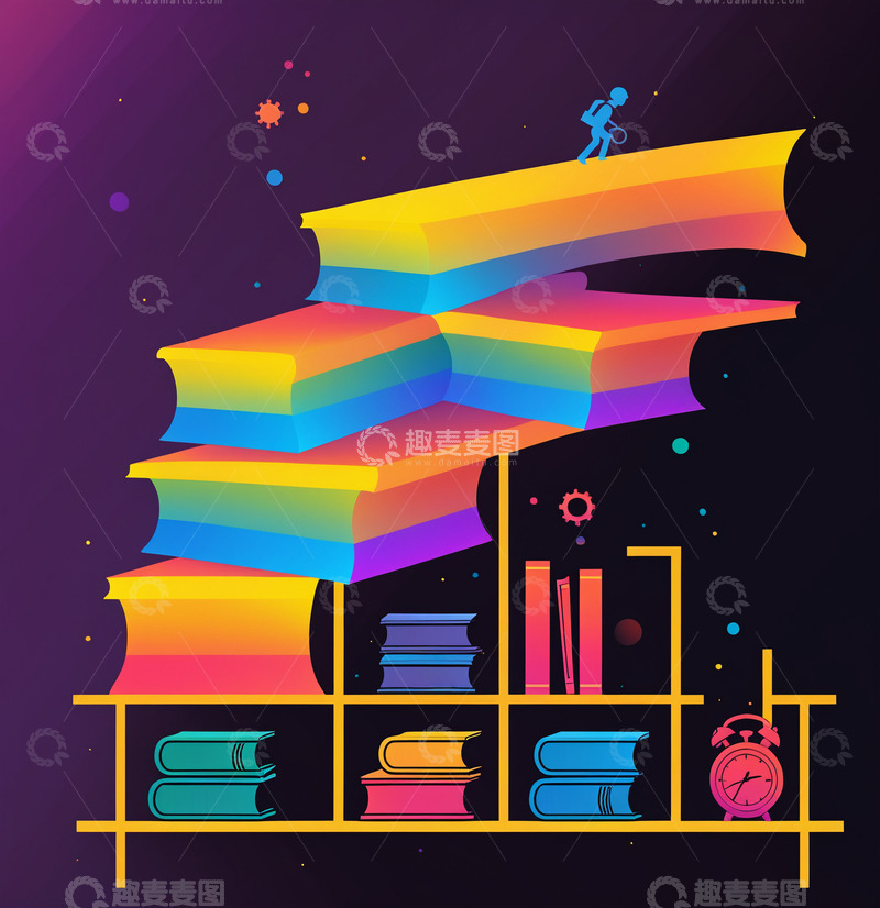 高清大图下载【趣麦麦图】极简书本彩虹渐变5