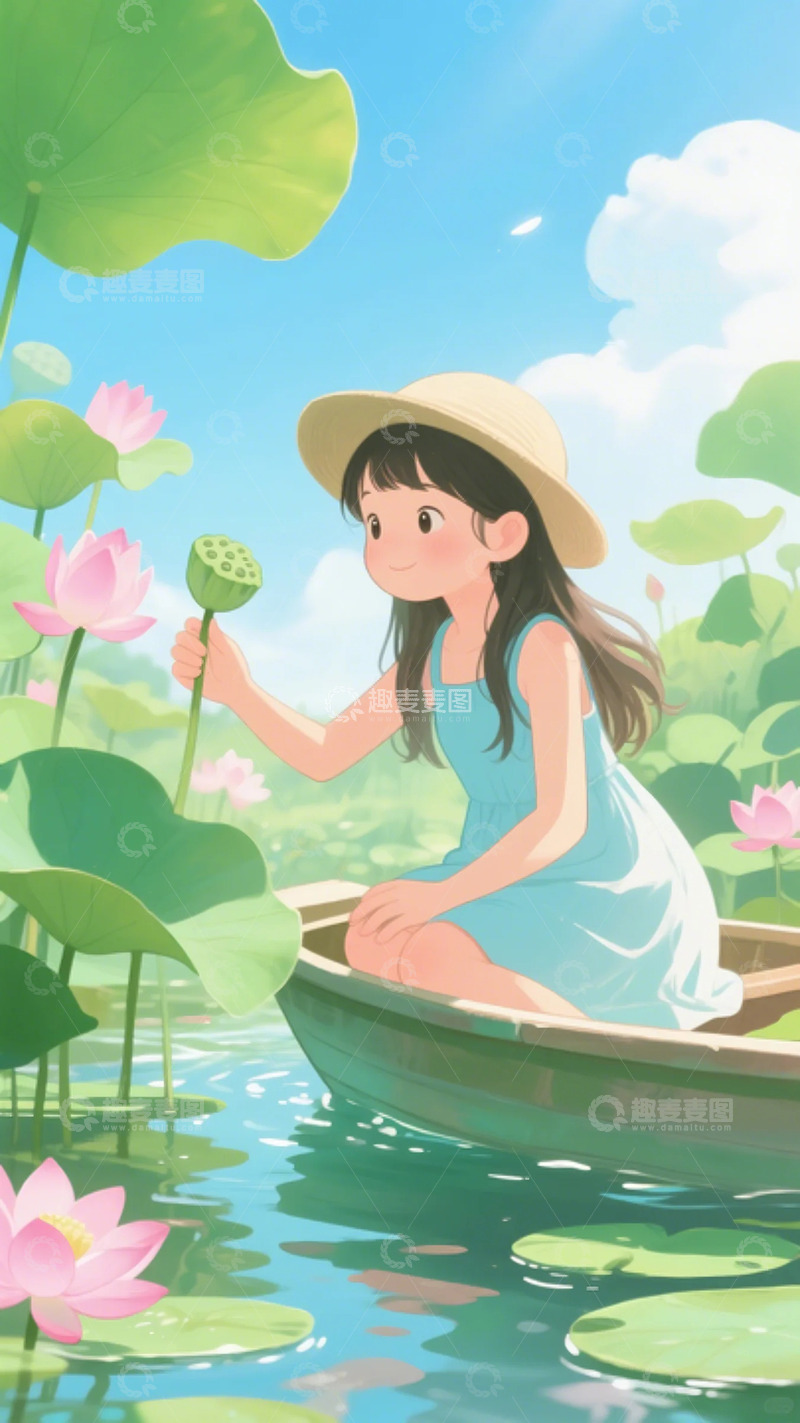 高清大图下载【趣麦麦图】 夏天 荷  采莲 5