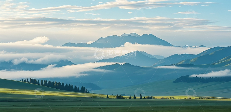 高清大图下载【趣麦麦图】云雾山川草原风光41