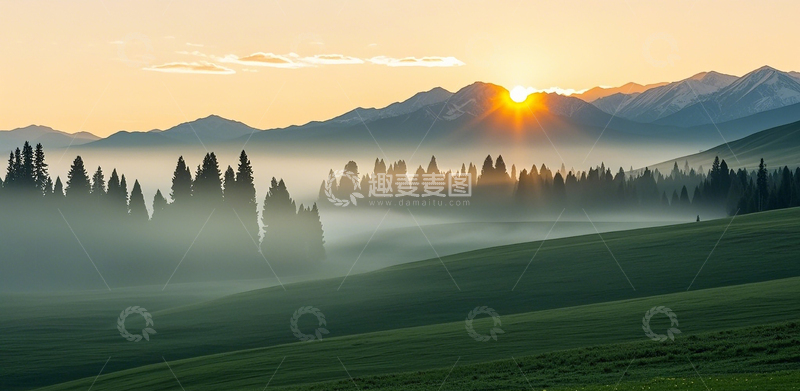 高清大图下载【趣麦麦图】云雾山川草原风光35